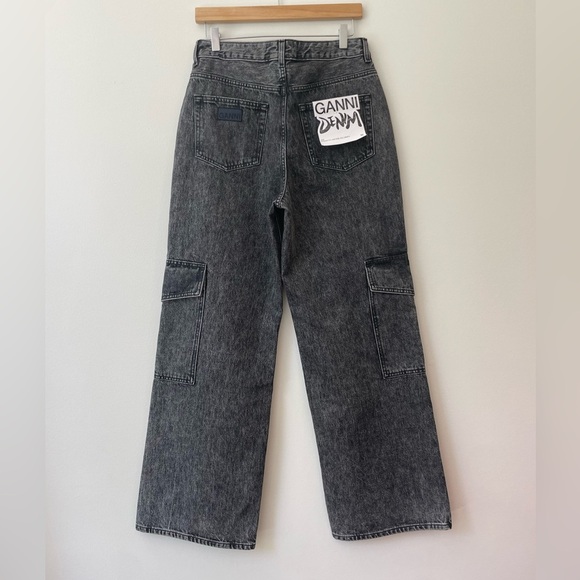 GANNI Angi Straight Fit High Rise Jean Organic Cotton Black Washed Size 29 Denim - Picture 5 of 9